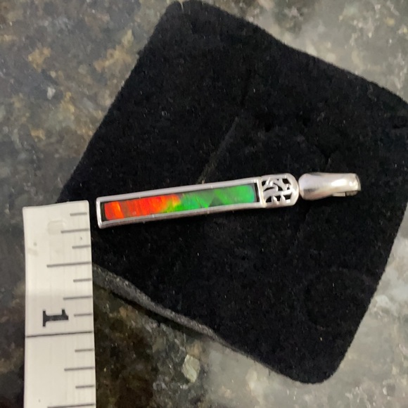 Ammolite Set In Sterling Silver Evita Pendant - Picture 7 of 8